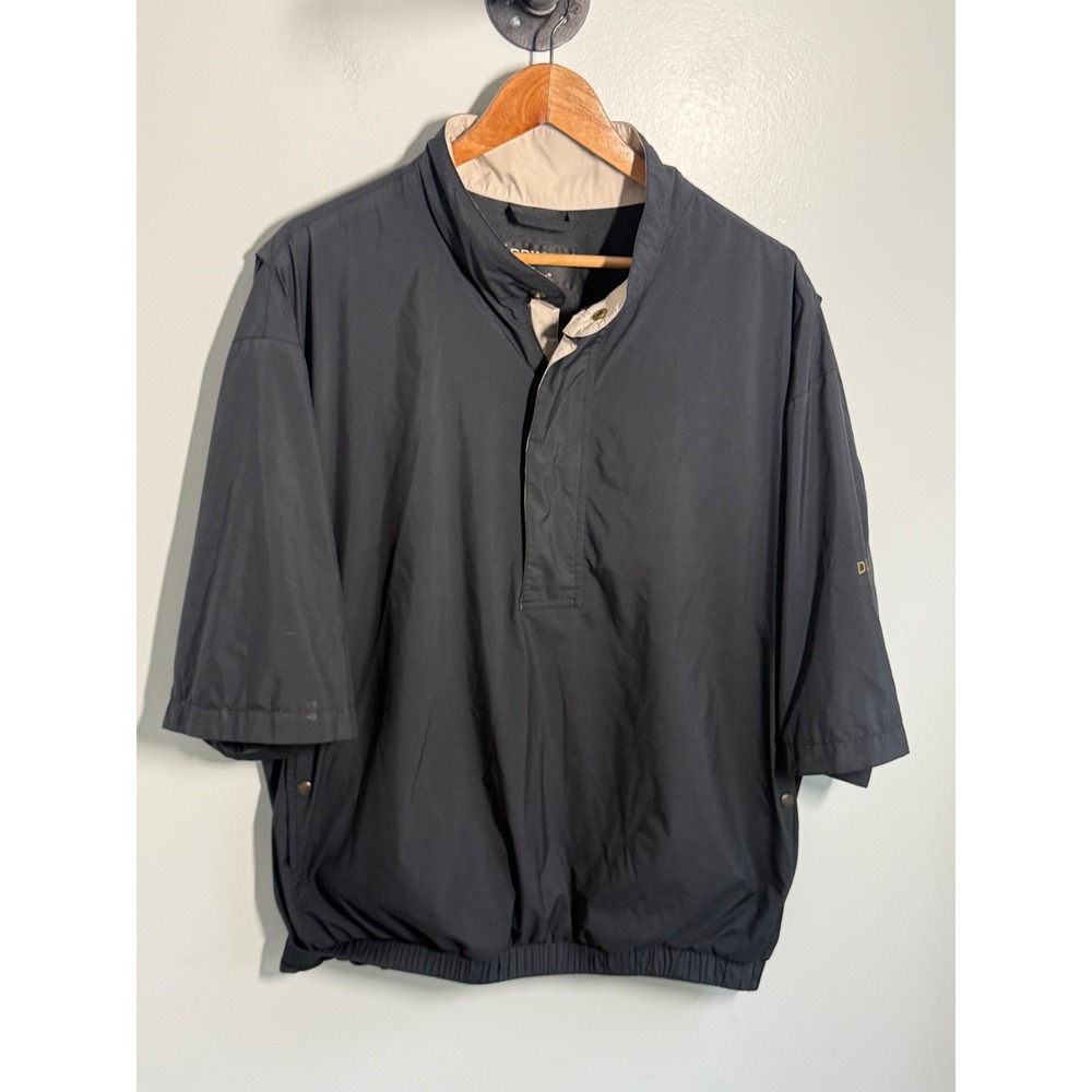 FootJoy DryJoys Mens Large Black Short Sleeve Golf Windbreaker Pullover Jacket